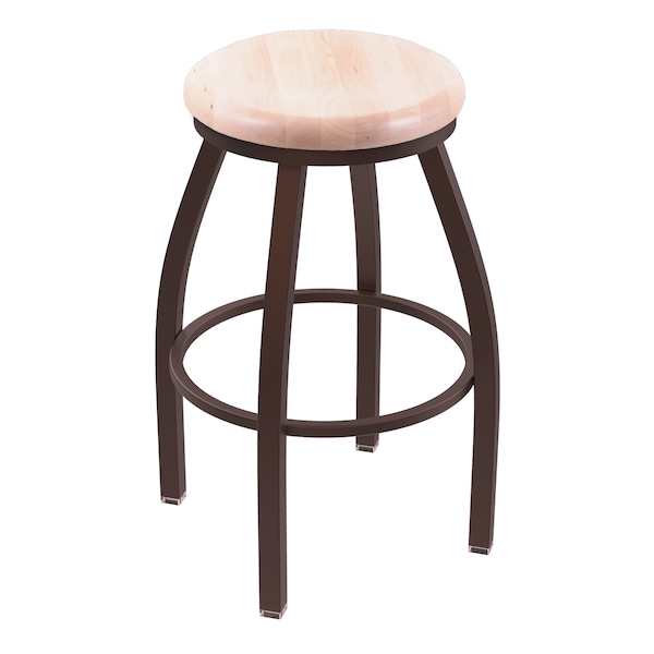 36" Swivel X-Tall Bar Stool, Bronze Finish, Nat Maple Seat